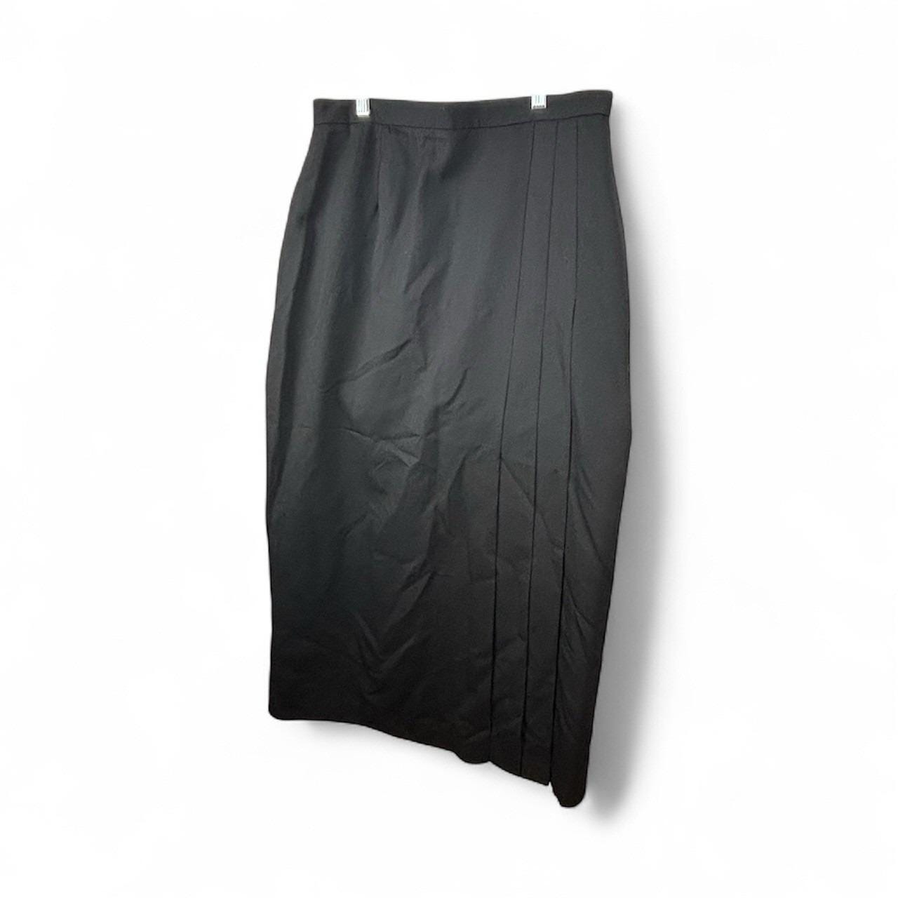 Vtg Saks Fifth Avenue Skirt Womens Size 14 Black Wool Pleated Career Office Maxi